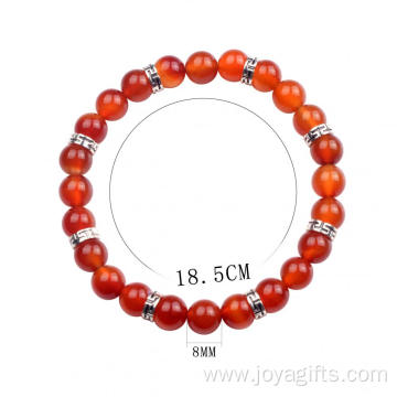 Natural Gemstone ​Carnelian 8MM 24 Round Beads Bracelet for Reiki Healing